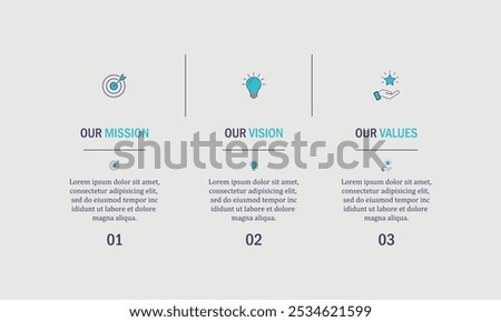 Mission,vision,values,graphic design template.eps 10 on white backgruond