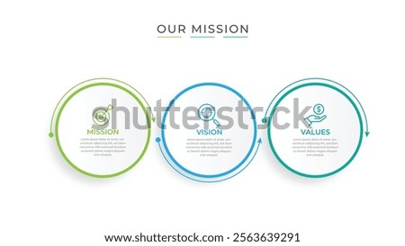 Mission,vision,values,graphic design template.eps 10 on white backgruond