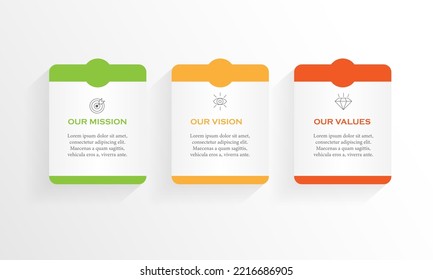 mission,vision,values,graphic design template.with 3 option.	