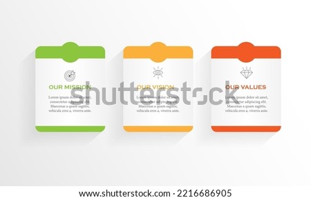 mission,vision,values,graphic design template.with 3 option.	