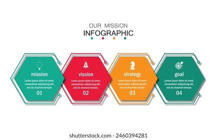 mission,vision,values,graphic design template.with 4 option.	