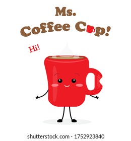 Missis Coffee Cup cute characters vector illustration