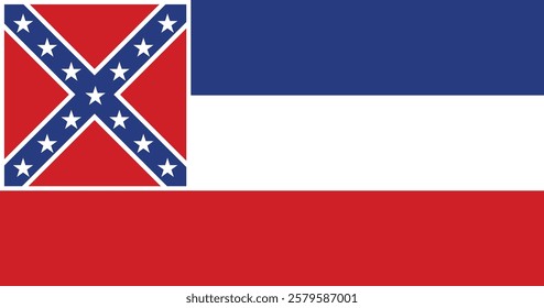 Mississippi (1996-2001) Flag Vector Illustration Premium Quality