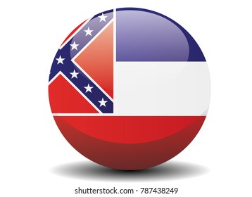 Mississippi circle button flag background texture. Vector illustration.