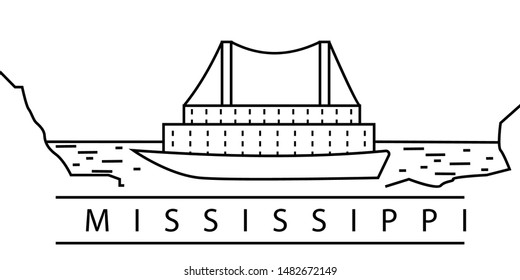 Mississippi city line icon. Element of USA states illustration icons. Signs, symbols can be used for web, logo, mobile app, UI, UX