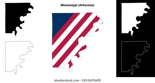 Mississippi County (Arkansas) outline map set