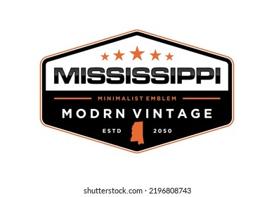 Mississippi emblem logo design badge style outine map icon symbol hexagon shape