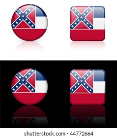 Mississippi Flag Icon on Internet Button Original Vector Illustration AI8 Compatible