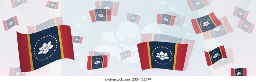 Mississippi flag-themed abstract design on a banner. Abstract background design with National flags. Vector illustration.