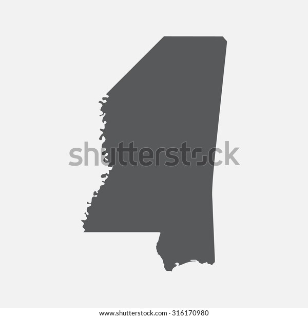 Mississippi Grey State Border Map Stock Vector (Royalty Free) 316170980