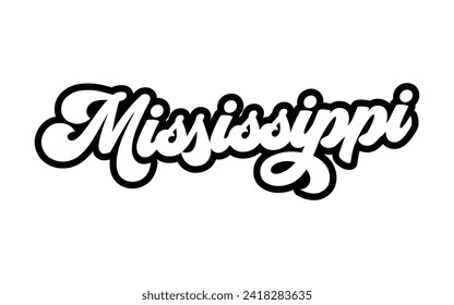 Mississippi hand lettering design calligraphy vector, Mississippi text vector trendy typography design