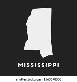 Mississippi icon. US state map on dark background. Stylish Mississippi map with US state name. Vector illustration.