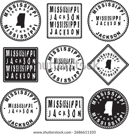 Mississippi Jackson Round Seal Map Design
