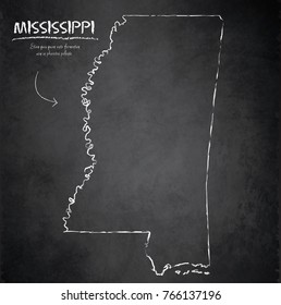 Mississippi map blackboard chalkboard vector