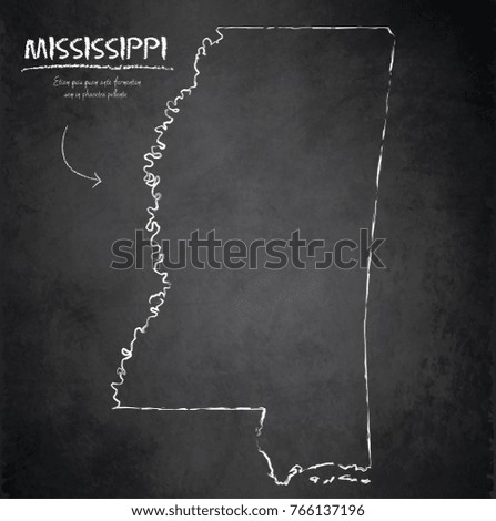 Mississippi map blackboard chalkboard vector