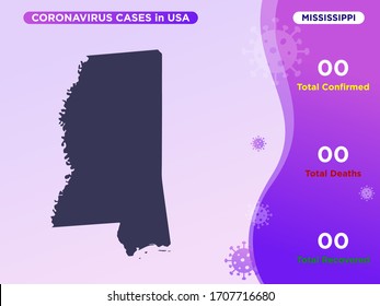 Mississippi Map Covid-19, Corona Virus Infographic Vector Template.