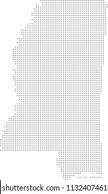 Mississippi map dots vector outline, dotted map, point patterns map faded gray background image art
