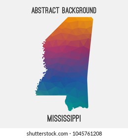 Mississippi map in geometric polygonal,mosaic style.Abstract tessellation,modern design background,low poly. Geometric cover, mockup. Vector illustration.