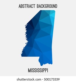 Mississippi map in geometric polygonal,mosaic style.Abstract tessellation,modern design background,low poly. Vector illustration.