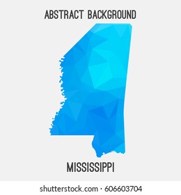 Mississippi map in geometric polygonal,mosaic style.Abstract tessellation,modern design background,low poly. Vector illustration.
