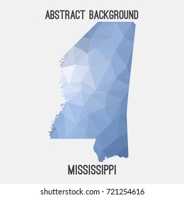 Mississippi map in geometric polygonal,mosaic style.Abstract tessellation,modern design background,low poly. Vector illustration.