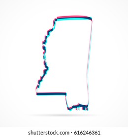 Mississippi Map hand drawn with blue and pink highlighters, isolated on a blank background.
Vector illustration, easy to edit, manipulate, resize or colorize.