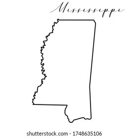 Mississippi map high quality vector. American state simple hand made line drawing map