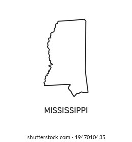 Icono del mapa de Misisipi aislado en fondo blanco. Ilustración vectorial.