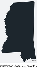 Mississippi map. Just a simple border map. Shape of the state. Flat blank Mississippi outline. Vector boundary illustration.