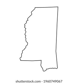 Mississippi map on white background