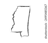 Mississippi map outline concept sketch. Isolated vector graphics hand drawn map of US state.