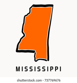 Mississippi Map Outline - Smooth Simplified US State Shape Map Vector.