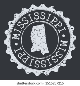 Mississippi Map Seal. Silhouette Postal Passport Stamp. Round Vector Icon Postmark.