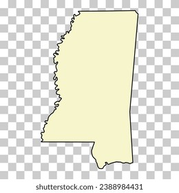 Mississippi map shape, united states of america. Flat concept icon symbol vector illustration .