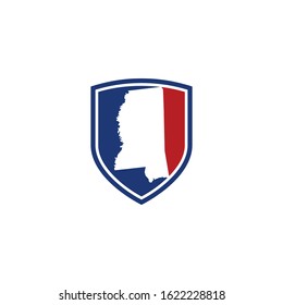 Mississippi Map and Shield Logo Icon Template 001