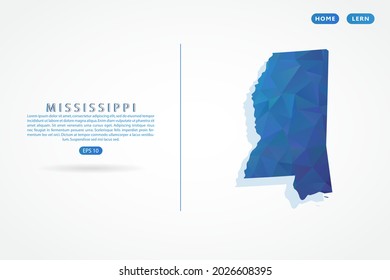 Mississippi map - State of USA Map International vector template with polygon blue color gradient isolated on white background - Vector illustration eps 10