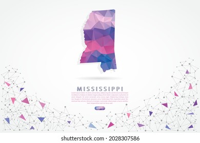 Mississippi map - State of USA Map International vector template with polygon pink color gradient isolated on white background for education, website, banner - Vector illustration eps 10