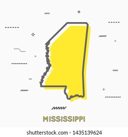 Mississippi map in thin line style. Mississippi infographic map icon with small thin line geometric figures. Mississippi state. Vector illustration linear modern concept