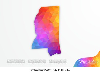 Mississippi Map - USA, United States of America map vector template with polygon style and gradient colorful isolated on white background for design, infographic - Vector illustration eps 10