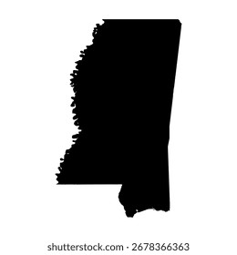 Mississippi-Karte. Mississippi USA Kartenvektor. Mississippi-Silhouettenkarte auf weißem Hintergrund