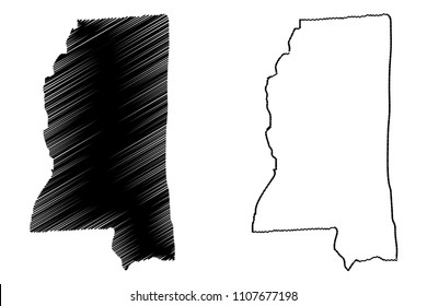 Mississippi map vector illustration, scribble sketch Mississippi map