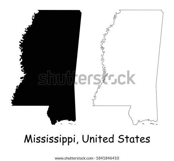 Mississippi Ms State Maps Black Silhouette Stock Vector Royalty Free 1841846410 0347