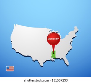 Mississippi on USA map