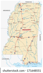 Mississippi road map svg