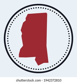 Mississippi round stamp. Round logo with US state map and title. Stylish minimal Mississippi badge with map. Vector illustration.