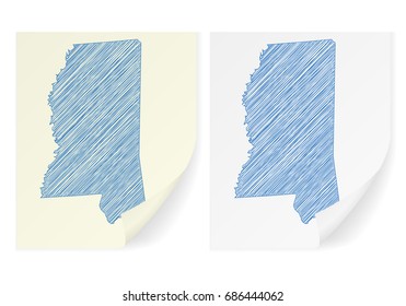 Mississippi scribble map on a white background.