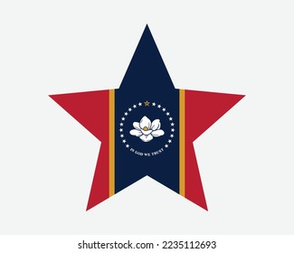 Mississippi Star Flag. MS USA Five Point Star Shape State Flag. Mississippian US Banner Icon Symbol Vector Flat Artwork Graphic Illustration