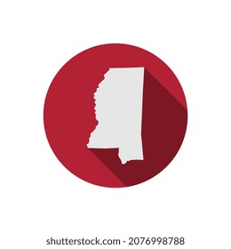 Mississippi state circle map with long shadow