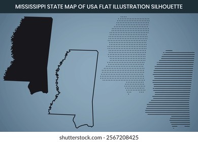 Mississippi State Hand Drawn Outline Map of USA Fully Editable, 300 DPI, High-Resolution EPS File Included.