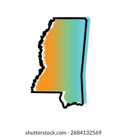 Mississippi state map featuring smooth gradient colors with a clean outline design. This vibrant and modern vector illustration is perfect for digital projects, infographics, presentations, and cartog